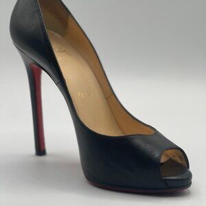 Christian Louboutin EU 36 Black Leather Open-Toed Pumps